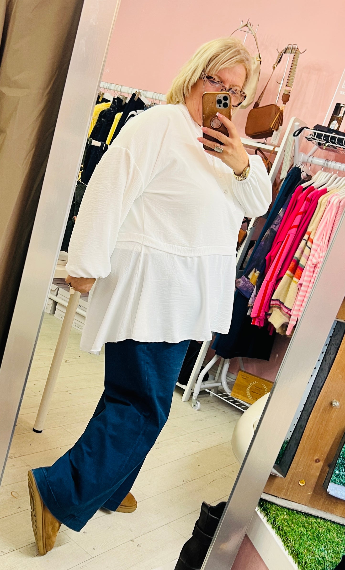 Clarissa White dip hem shirt White