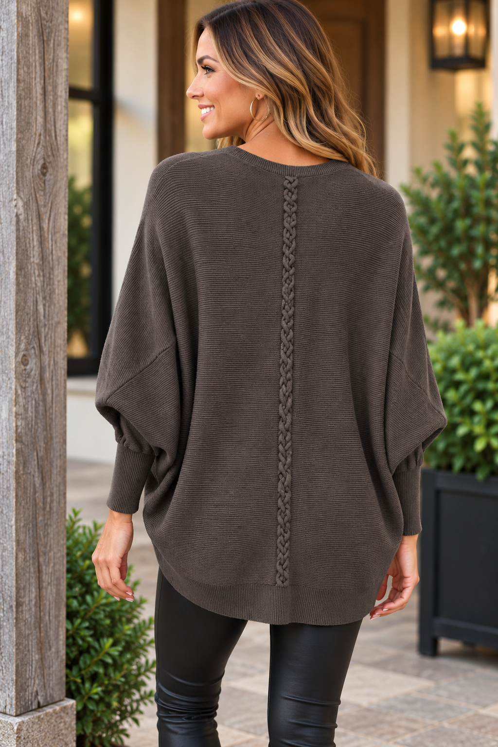 Plait back jumper Chocolate.Brown