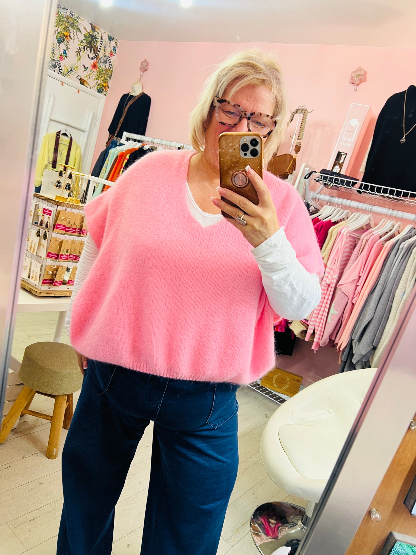Dana Oversized Tank Knit Candy Pink