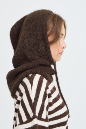 B Young Hooded Cowl Brown