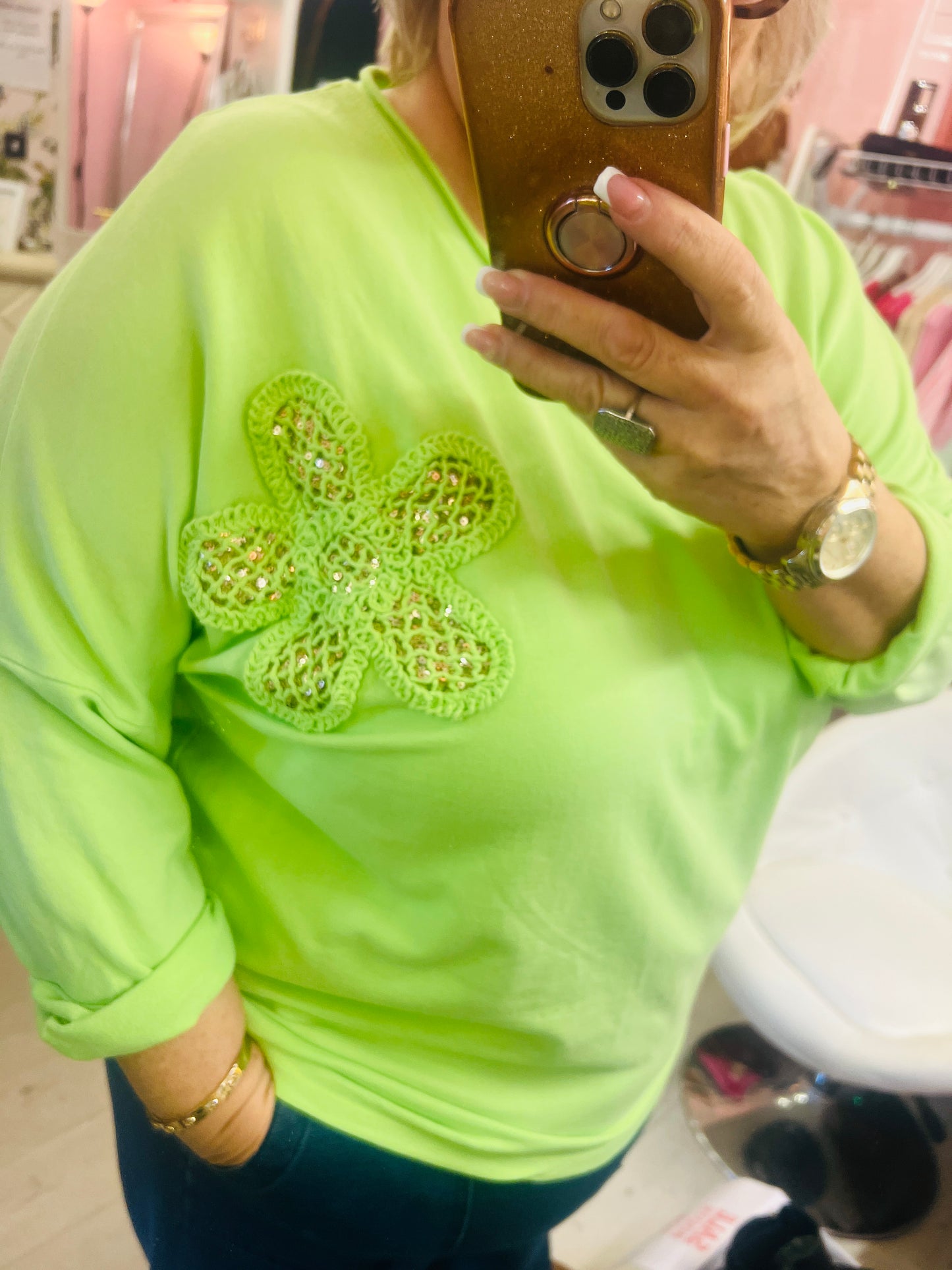 Daisy Top Lime Green