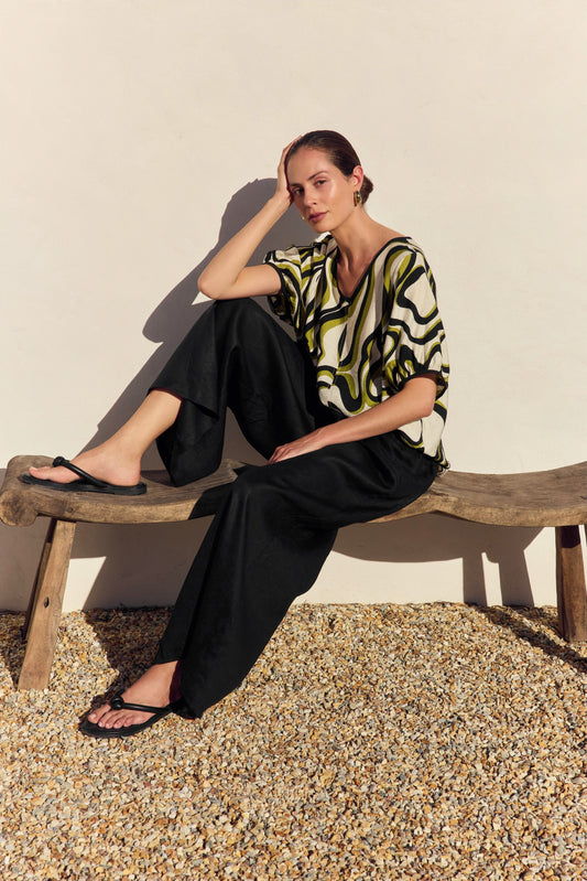 Tirelli Bishop Sleeve Swirl Top