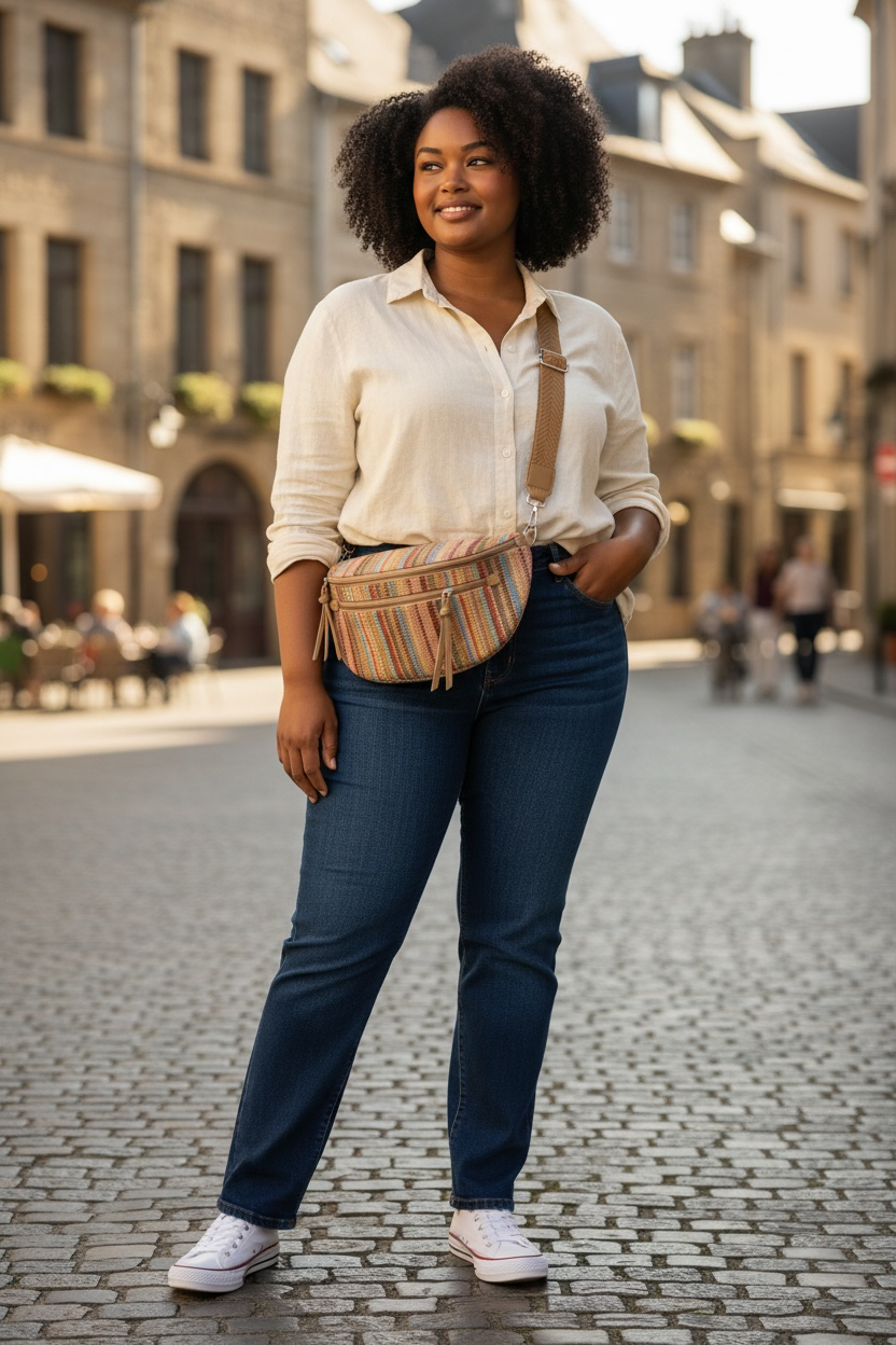 Over the body Mocha stripe Bag