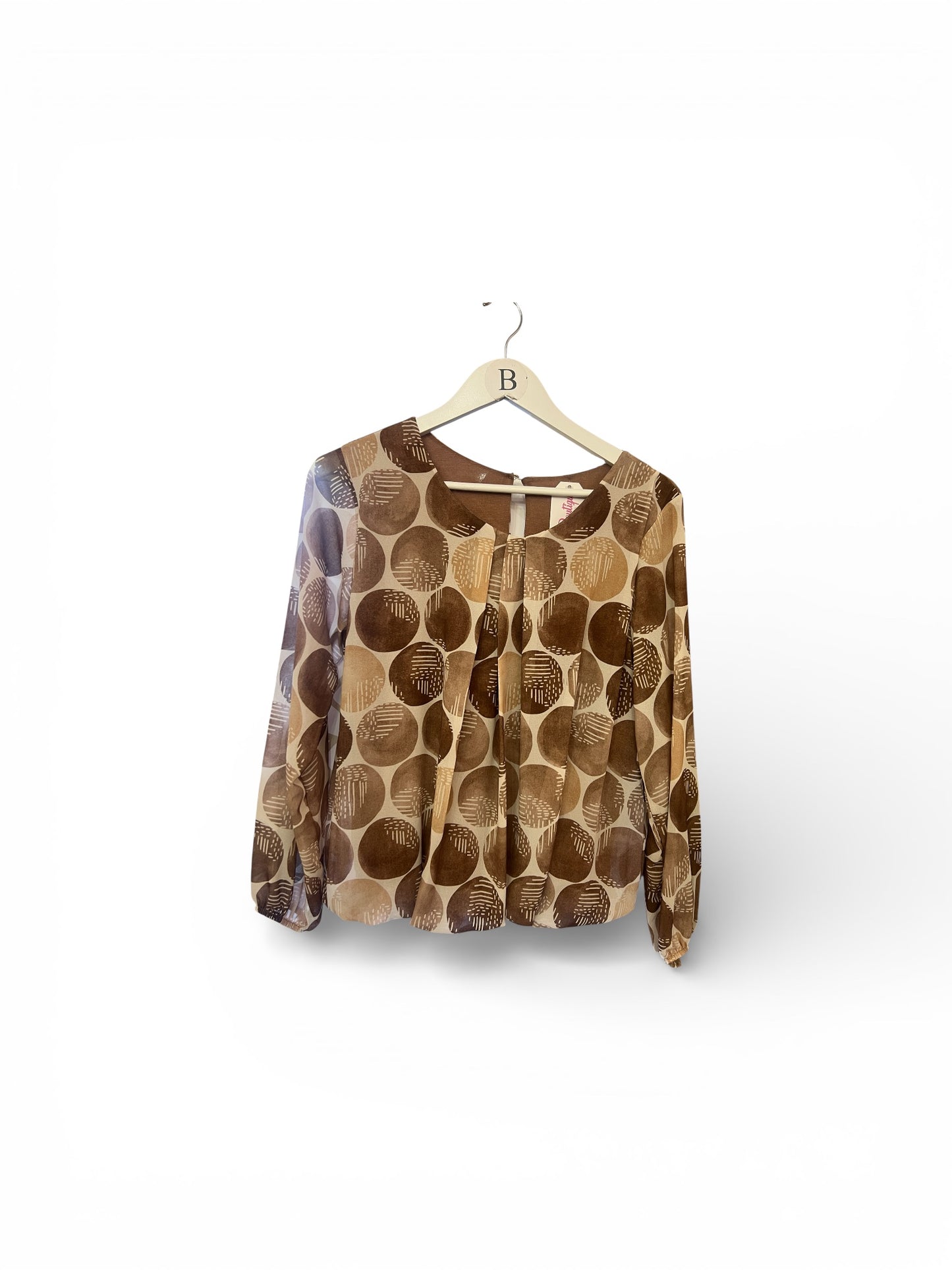 Jade Circle Bubble Hem Blouse Brown