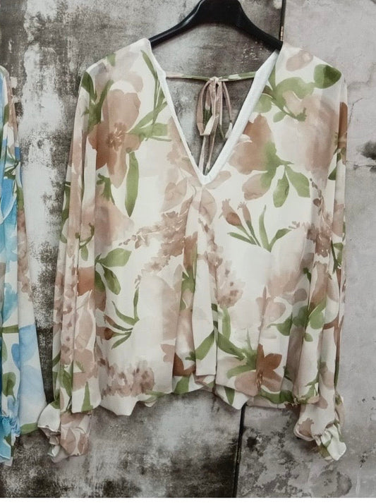 Nikki V Blouse Green Floral