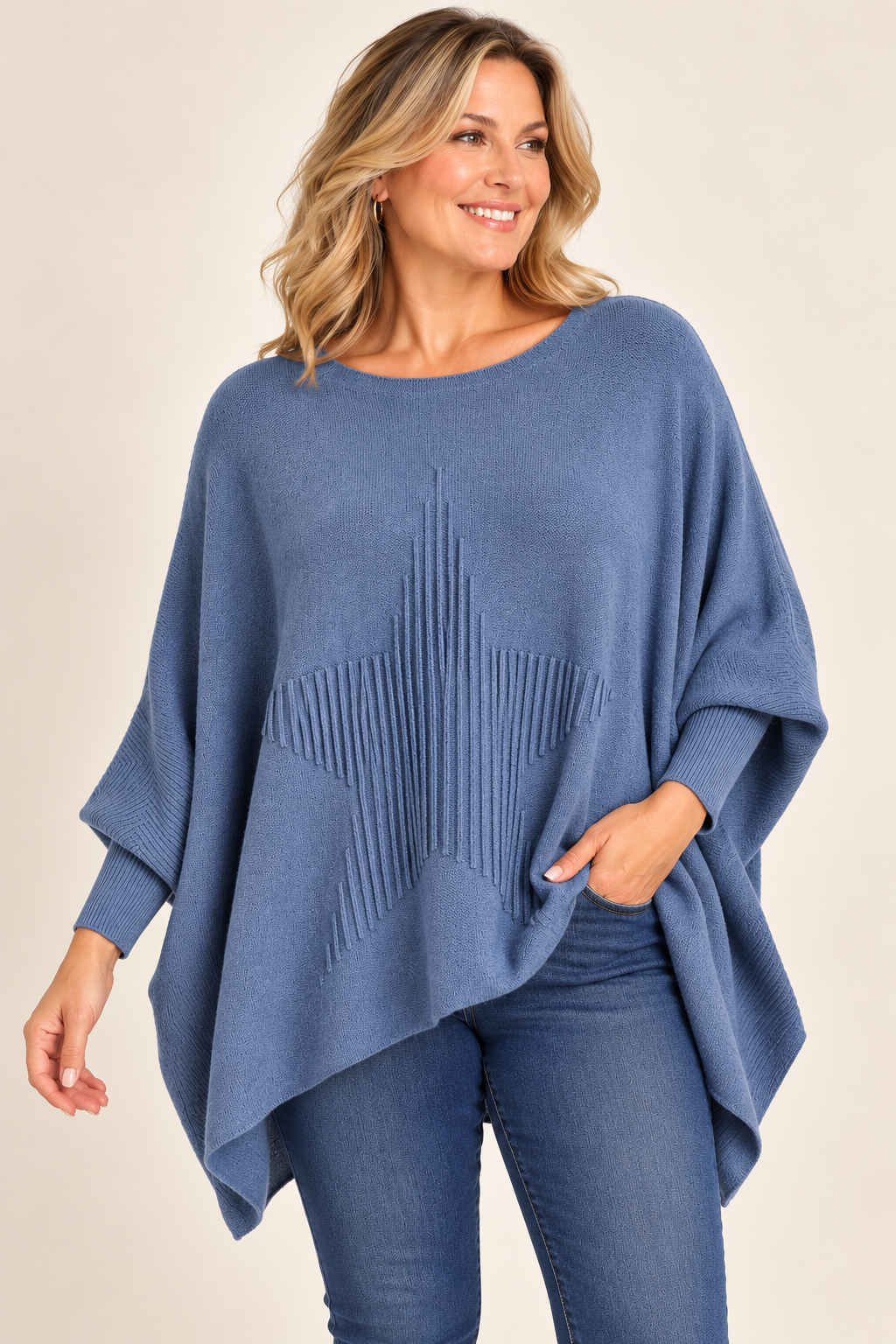 Oversized Star Jumper Denim Blue