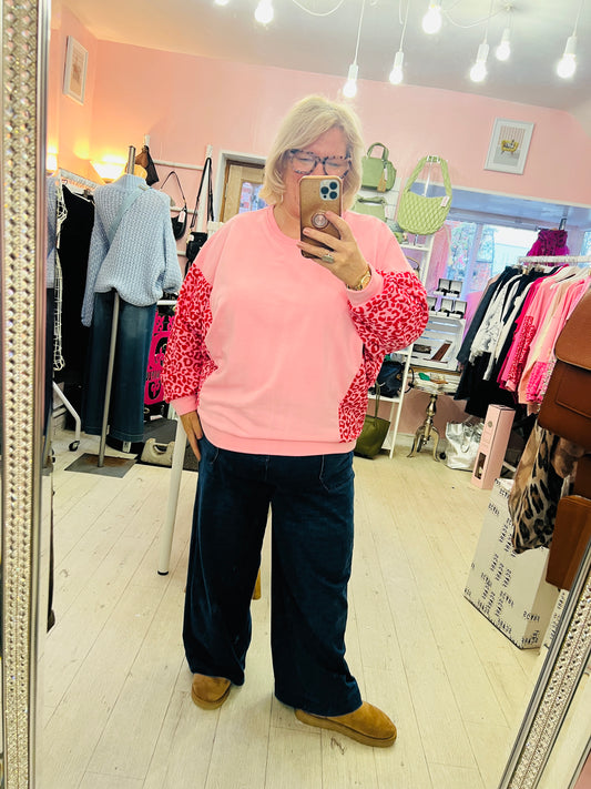 Leona Print sleeve Pink