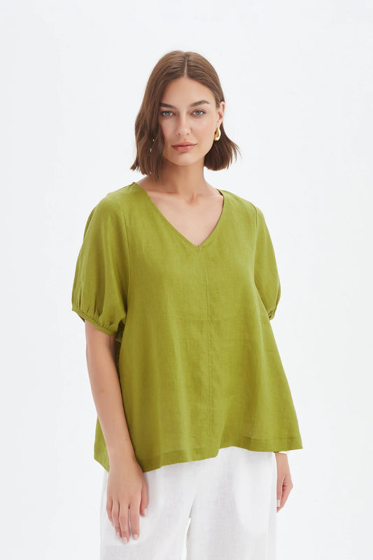 Tirelli Bishop Sleeve Top French Chartreuse