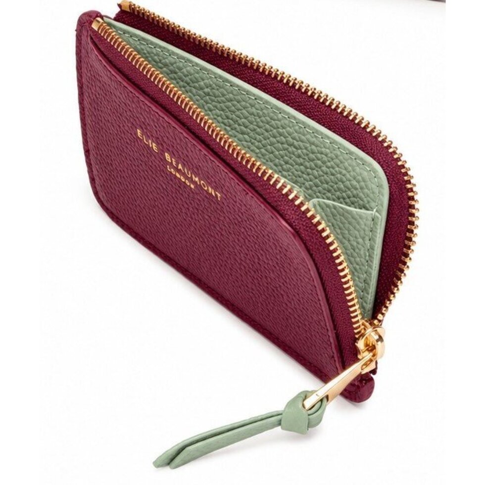 Eli Beaumont Leather Coin Card holder Wine/ Mint