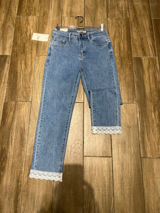 Voggo Ankle Grazer Lace Hem Jean