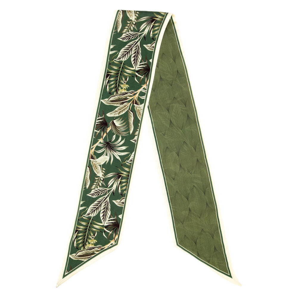 Eli Beaumont Boxed Vegan Silk Foulard Olive and Cream Fern