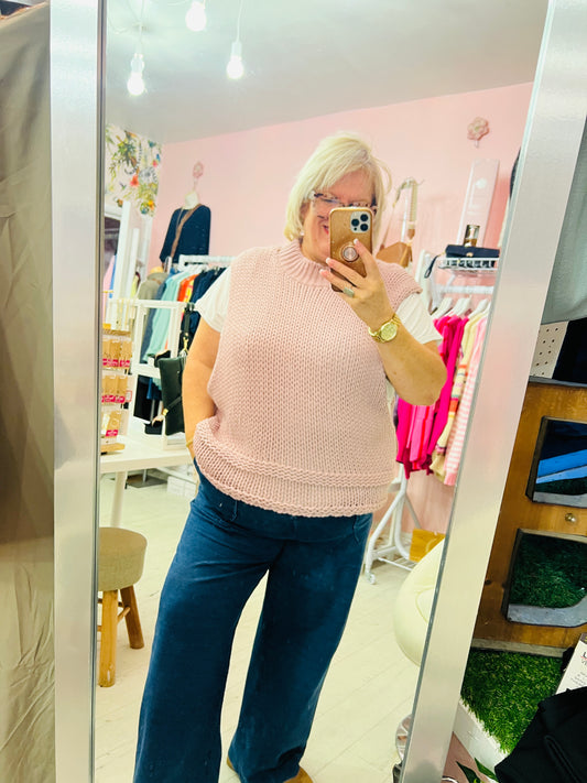 Chrissy Chunky Knit Tank Top Pink