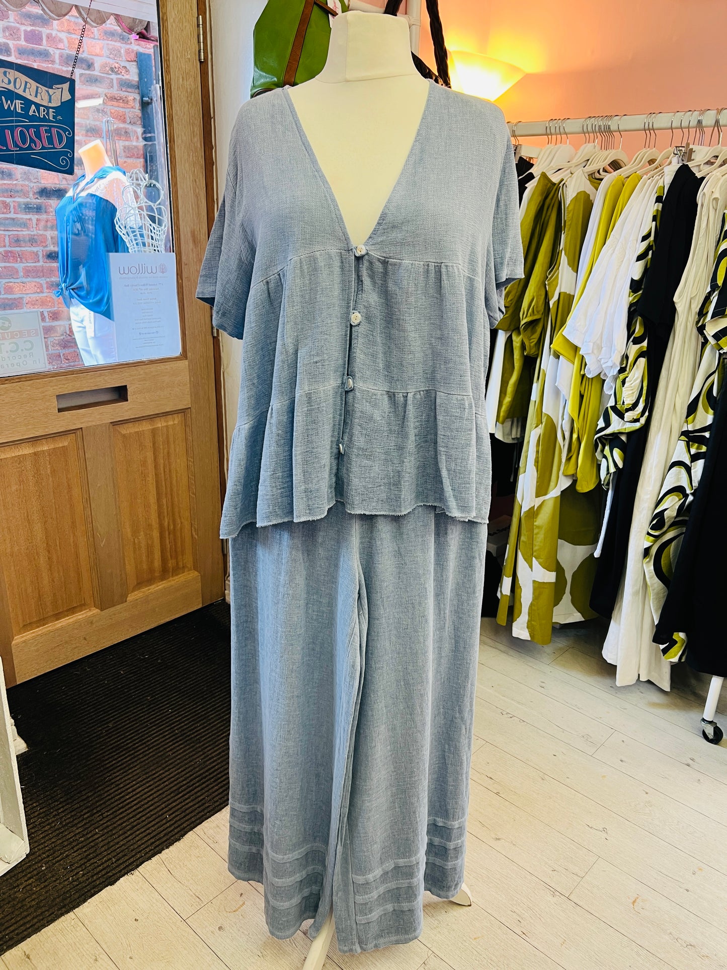 Arizona Collection Cheesecloth Top Denim Blue