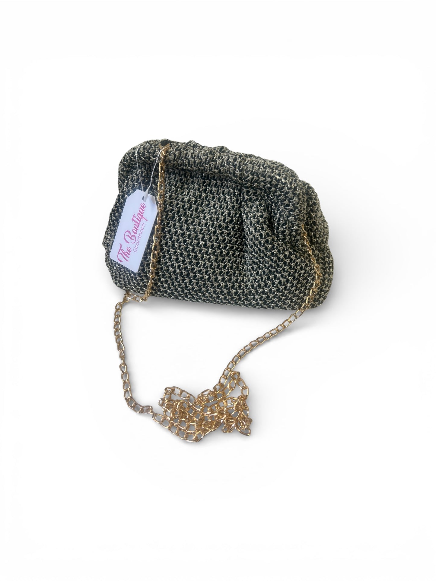 Summer Crochet Black/Gold Clutch Bag