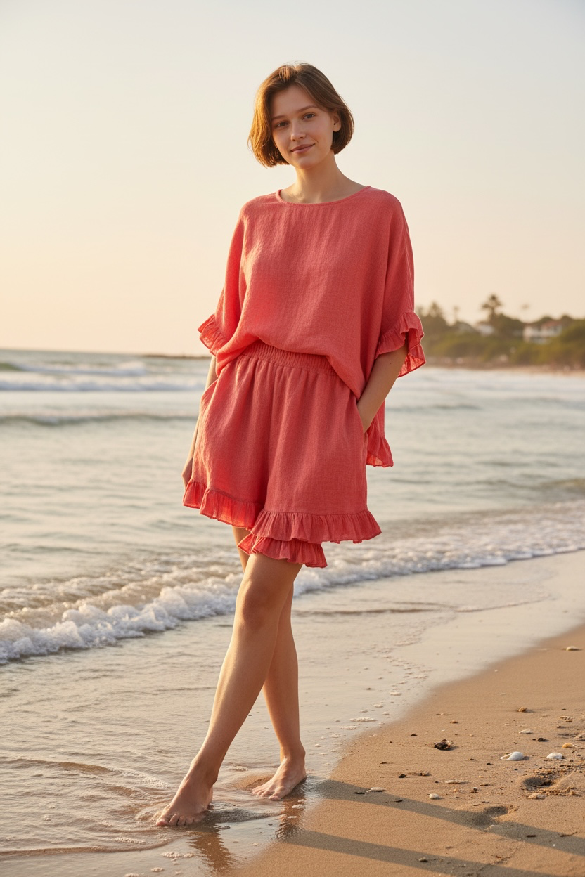 Dakota Frill Top Coral