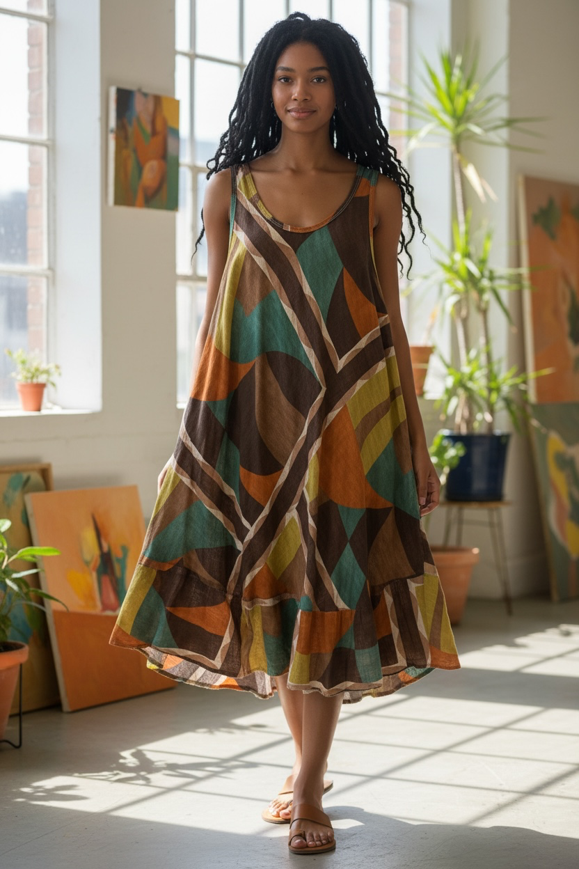Abstract Dress Green