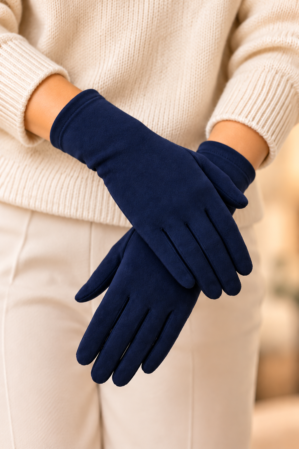 Soft Touch Stretch Gloves with Touchscreen Navy