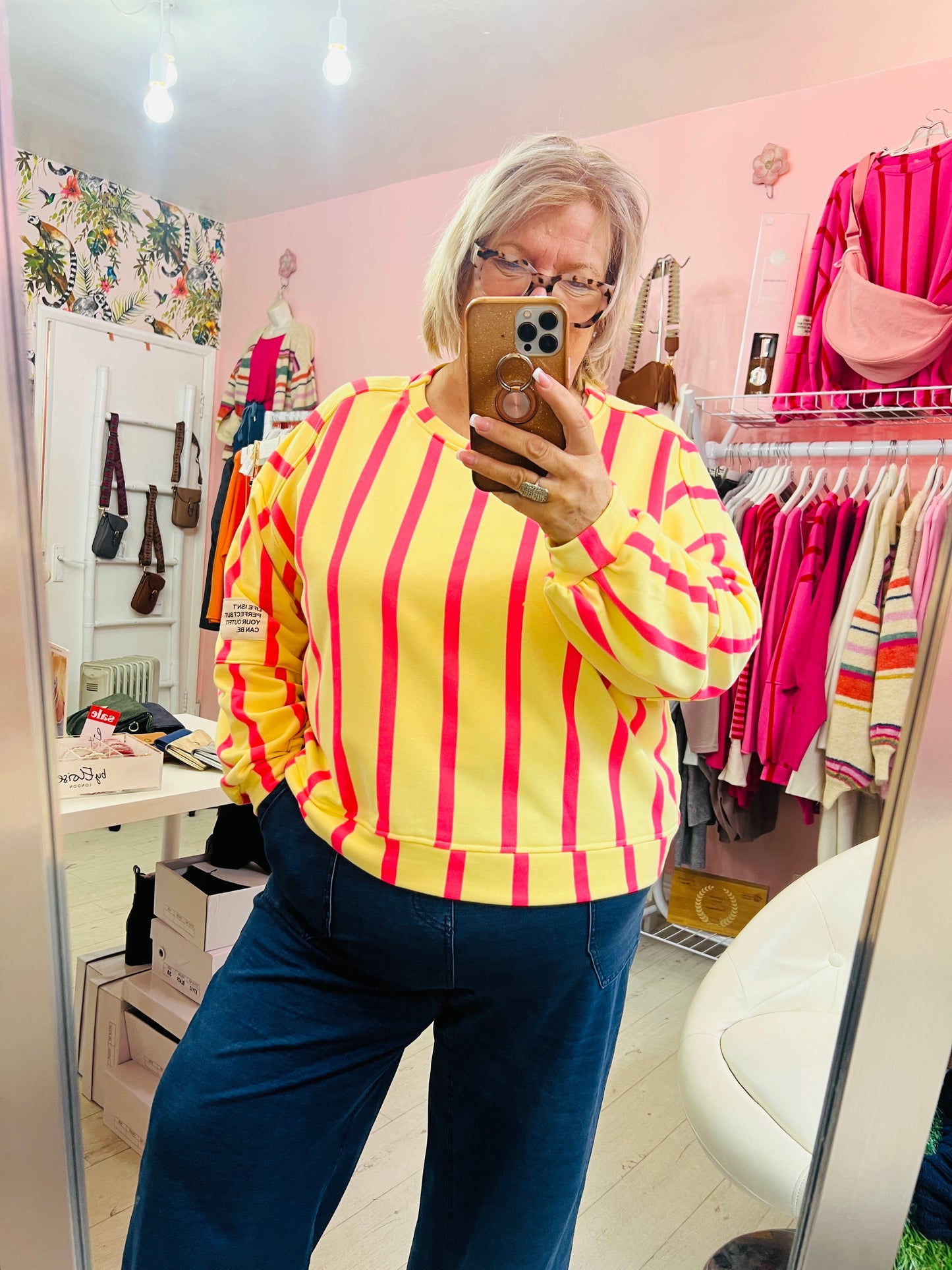 Lexi Stripe Sweater Lemon/Coral