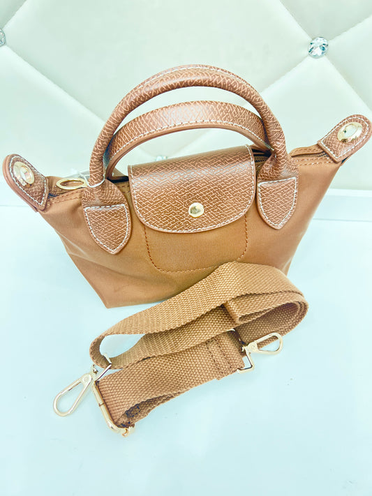 Nylon Small Cross Body Bag Tan