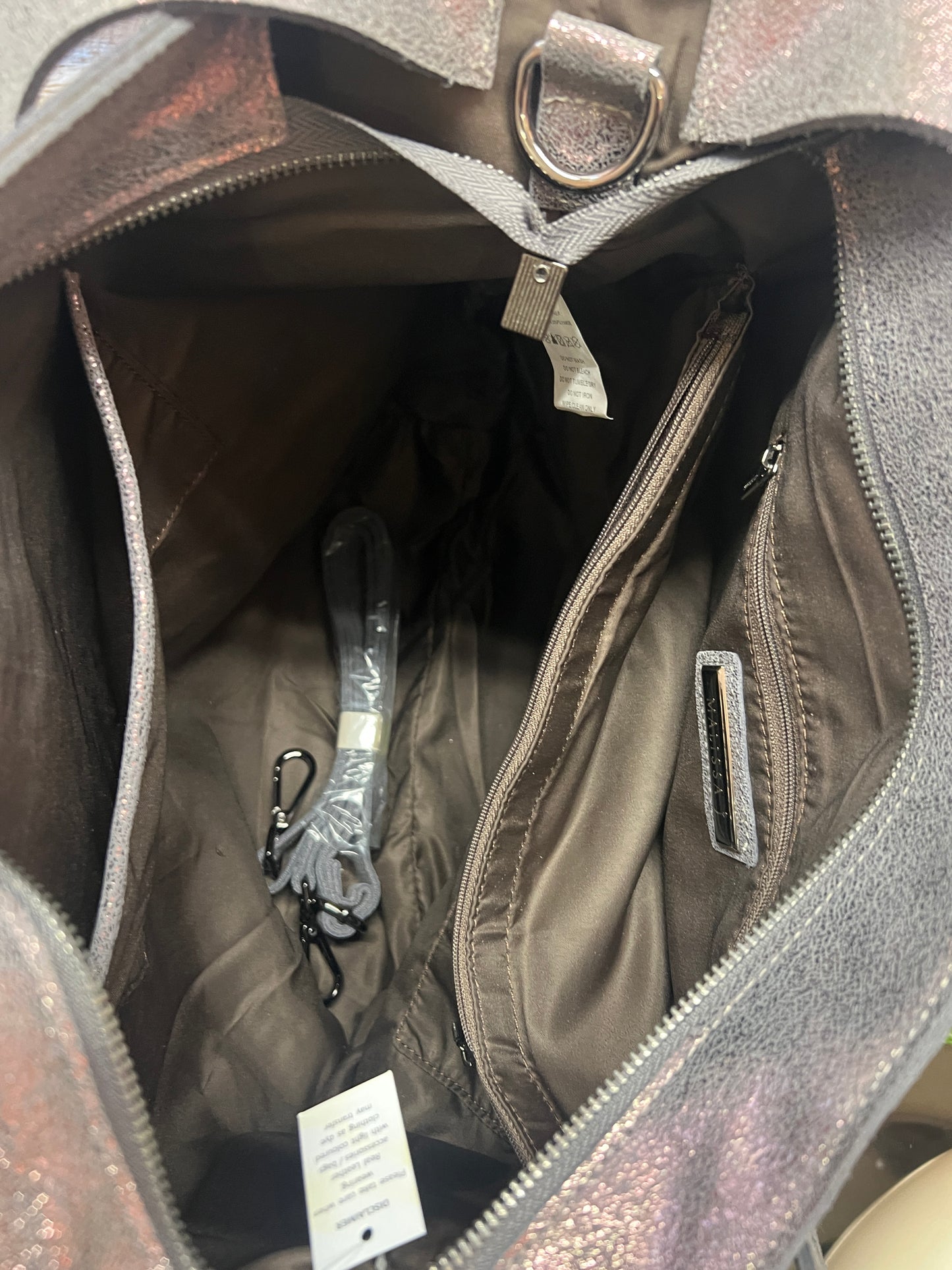 Malissa J Leather Pewter Slouch Bag