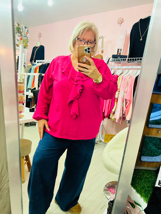 Denny Frill Blouse Fushia