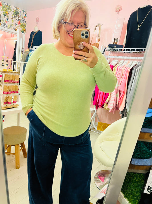 Dora Lightweight Soft knit Jumper Lime