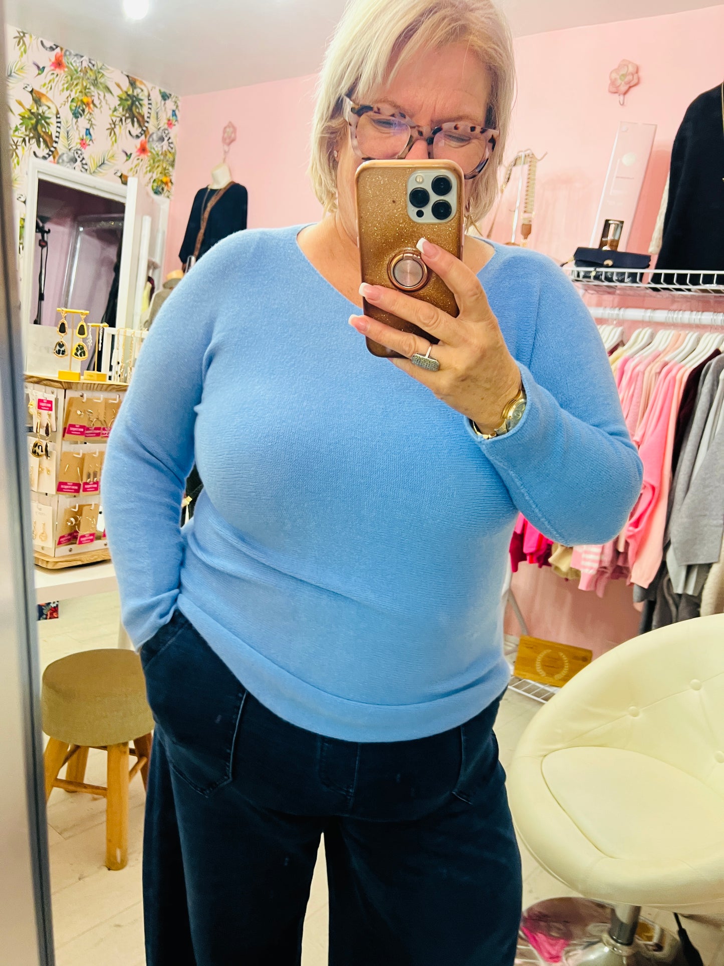 Dora Lightweight Soft knit Jumper Blue