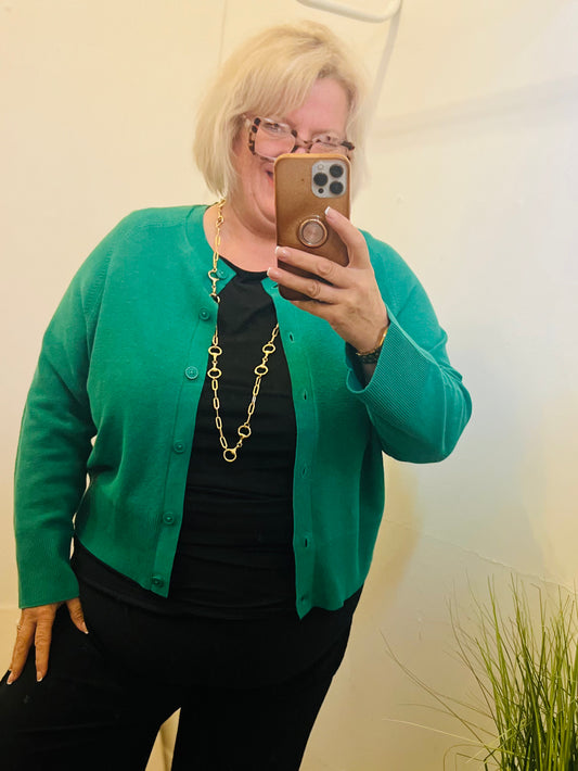 Fransa Lightweight Emerald Green Cardigan
