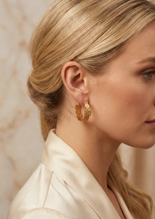 Envy Textured gold hoop earring