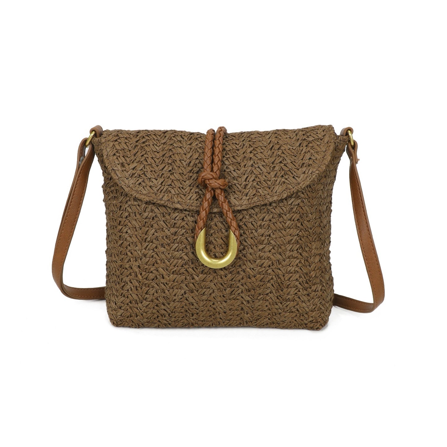 Straw Cross Body Bag Coffee