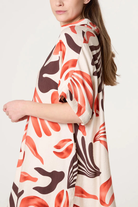 Monstera Leaf Print tunic Dress