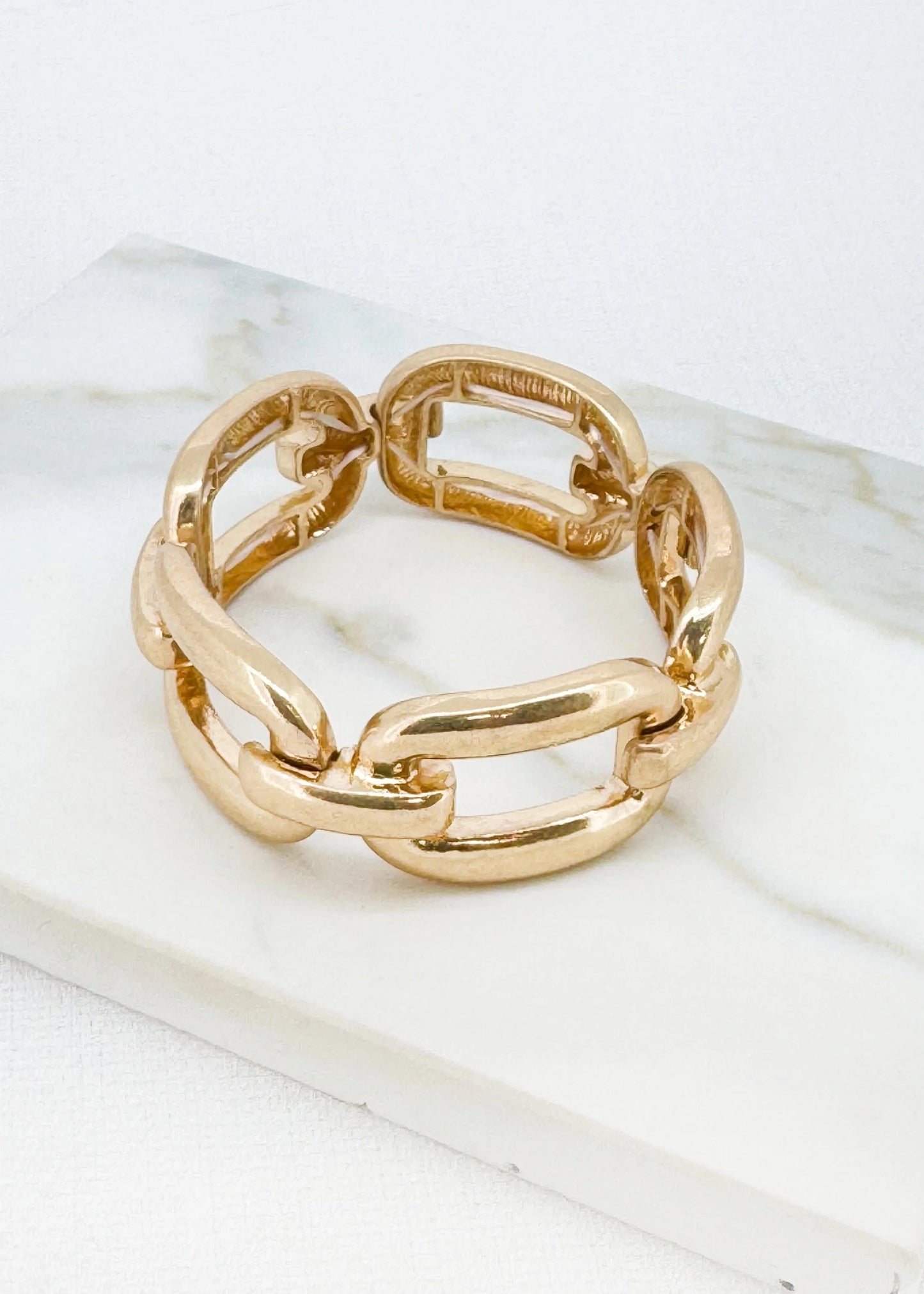 Envy Worn gold large link stretch bracelet