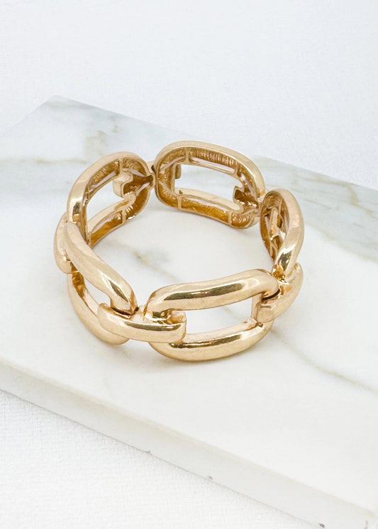 Envy Worn gold large link stretch bracelet