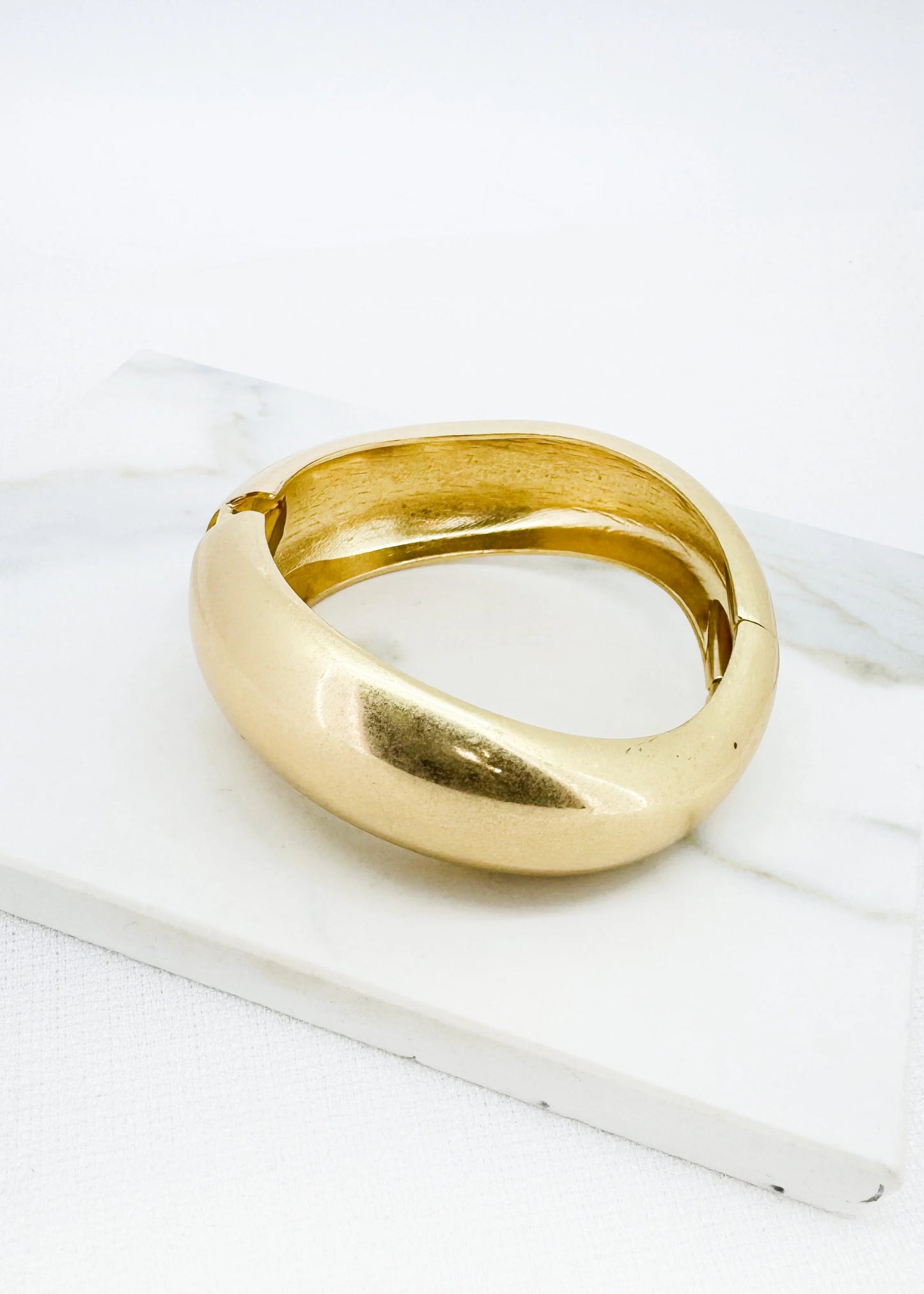 Envy Worn Gold wide hinged bangle