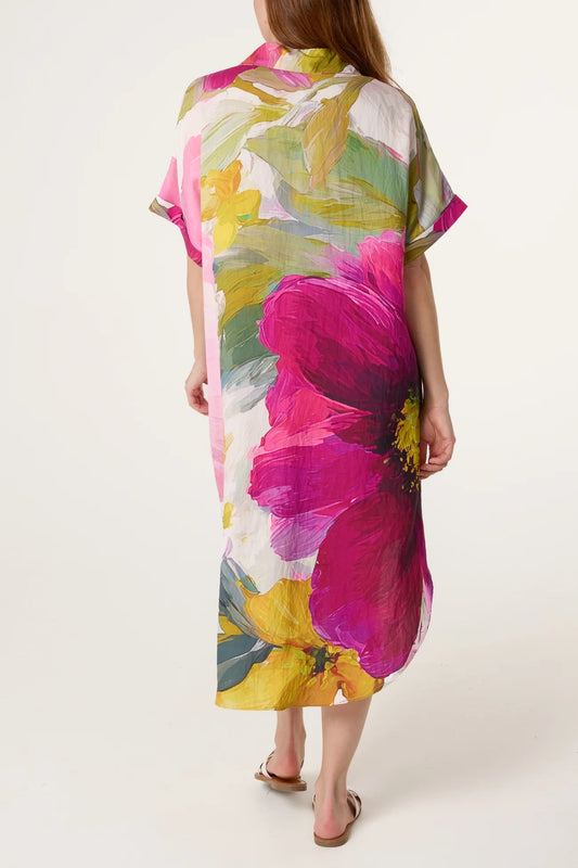 Painterly Floral Shirt Dress