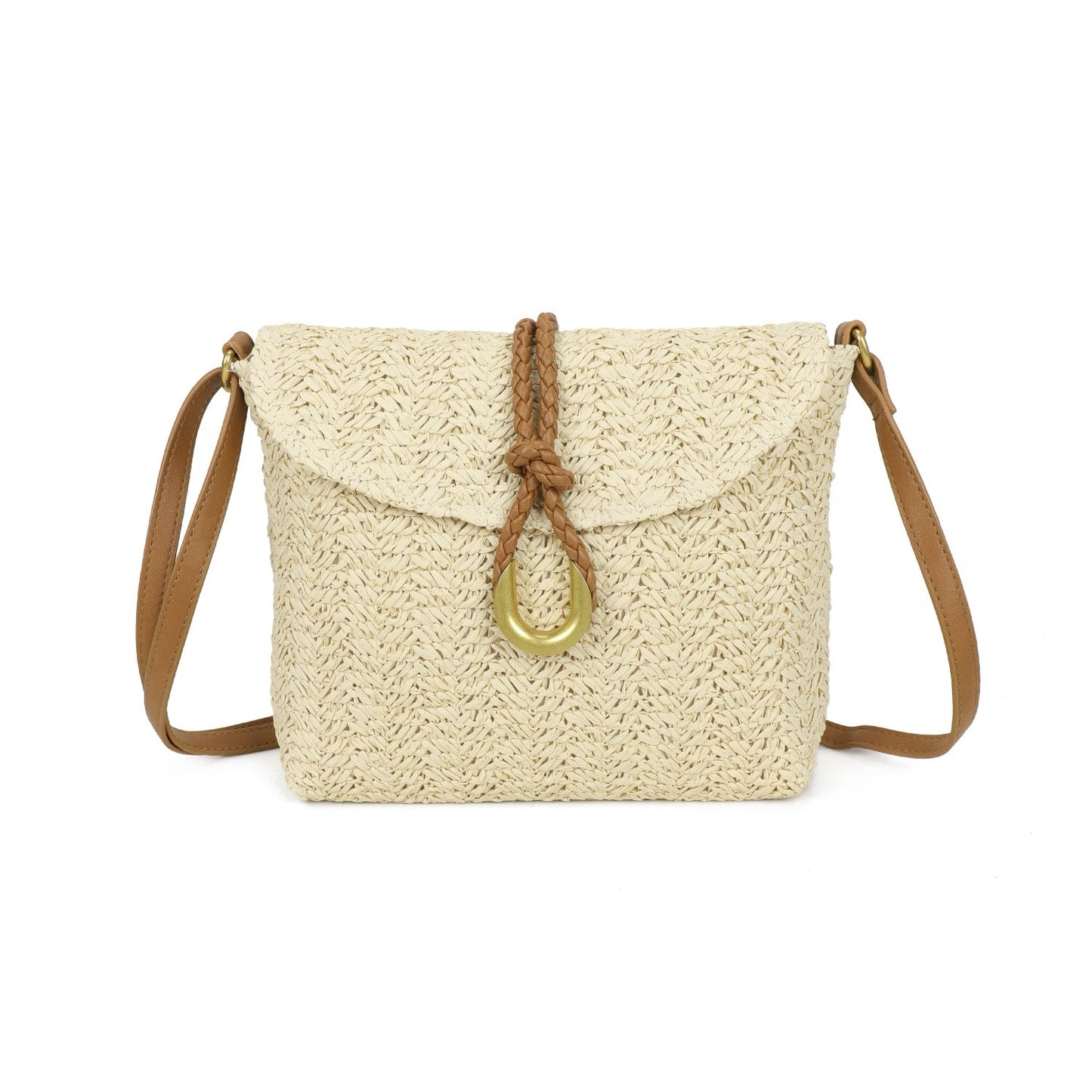 Straw Cross Body Bag Cream
