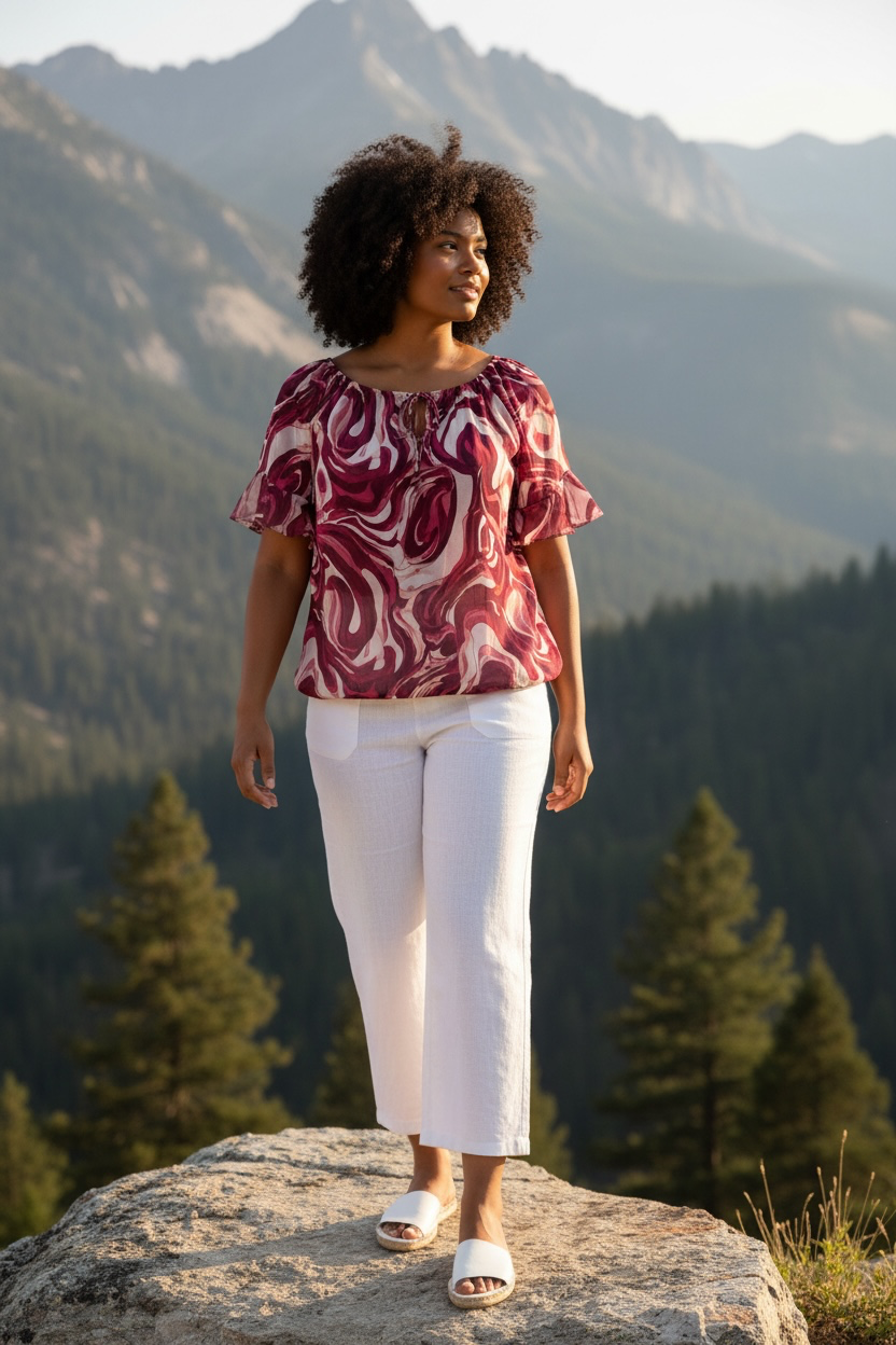 Swirl Chiffon Top Berry
