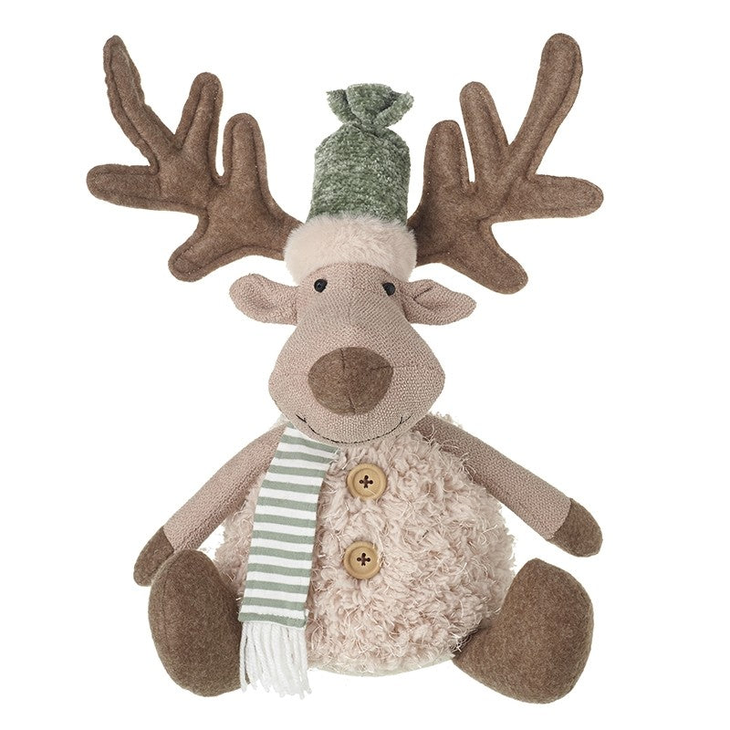 Christmas Sitting Reindeer with stripey Scarf