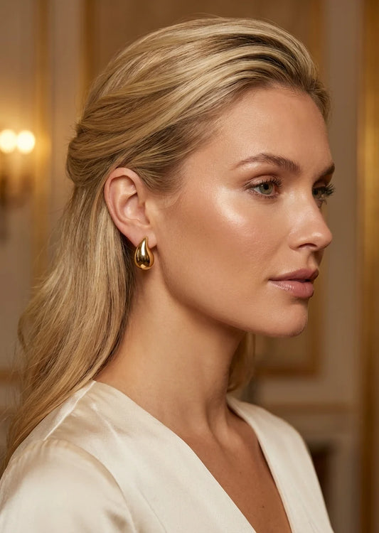 Envy Chunky gold teardrop earring