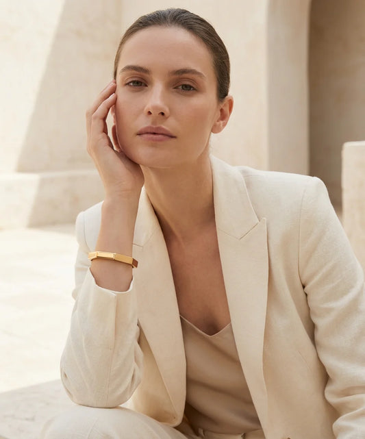 Envy Gold hinged hexagonal bangle