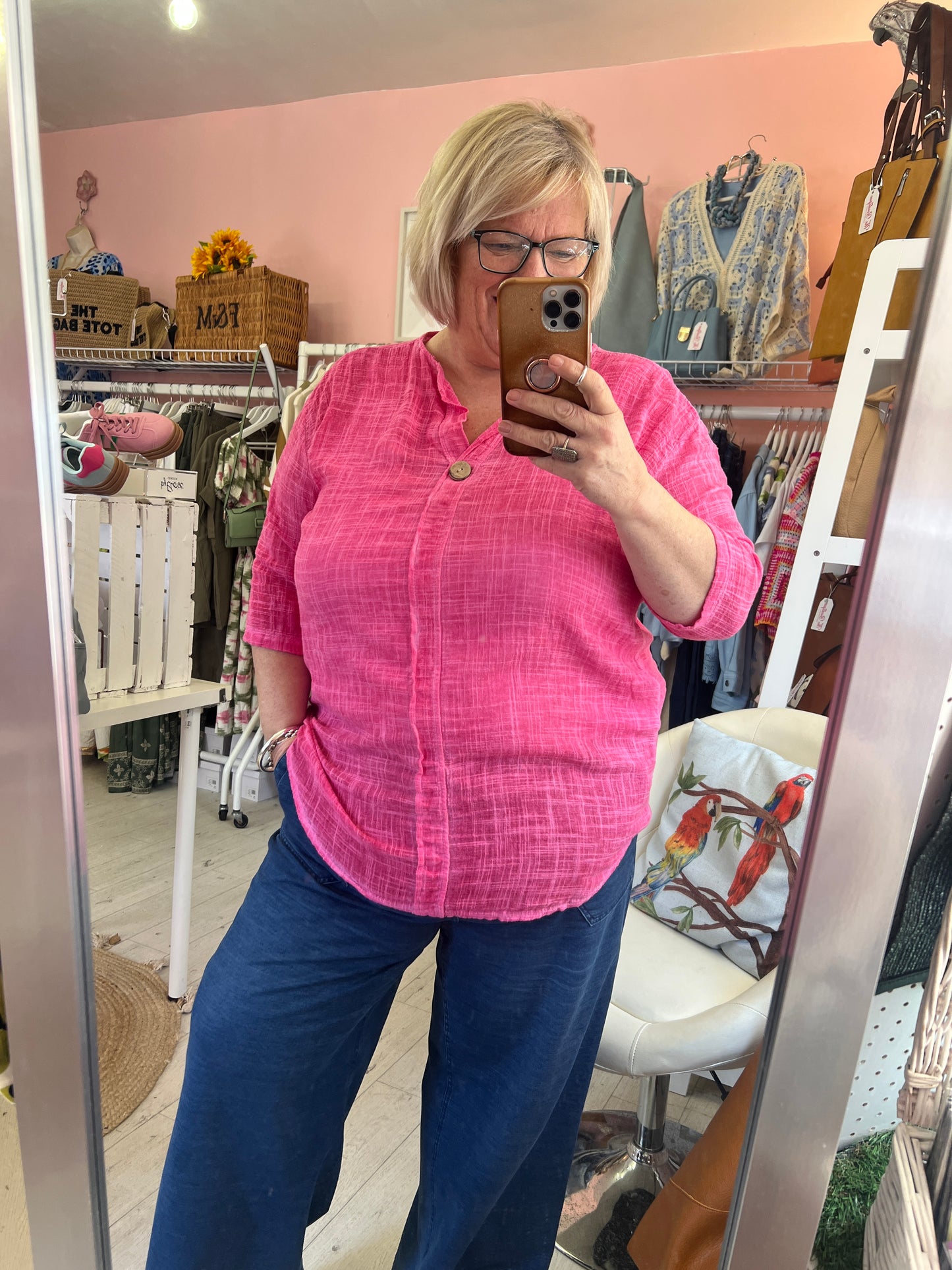 Denny Cotton Blouse Fushia