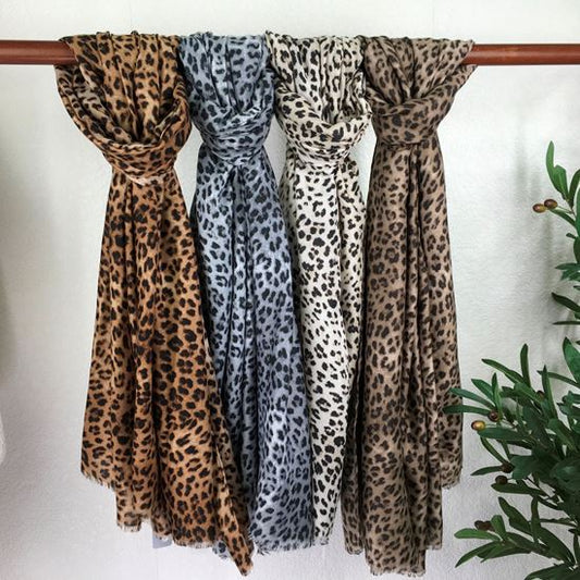 Leopard Print Scarf Asstd Colours