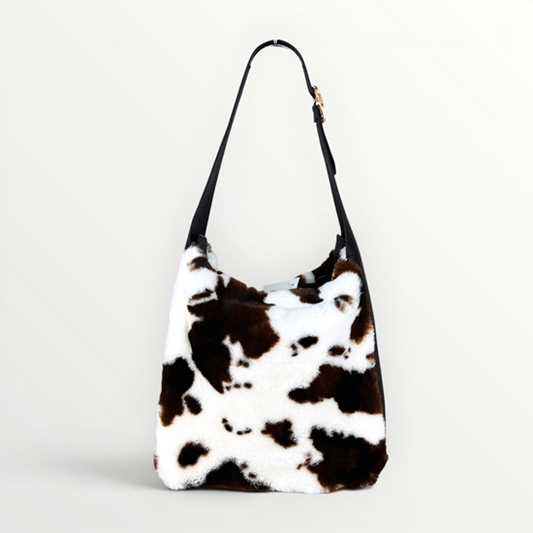 Cow print Bag Brown and white Faux Fur