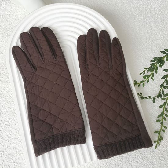 Quilted Gloves Chocolate Brown