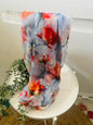 Watercolour Magnolia Flower Print Frayed Scarf Orange