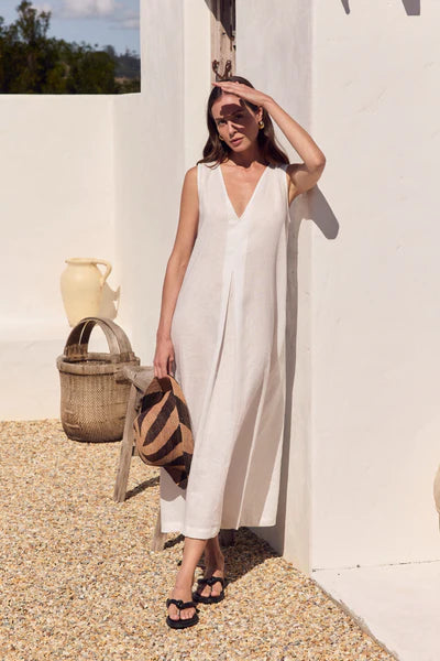 Tirelli Inverted Pleat Dress Cream