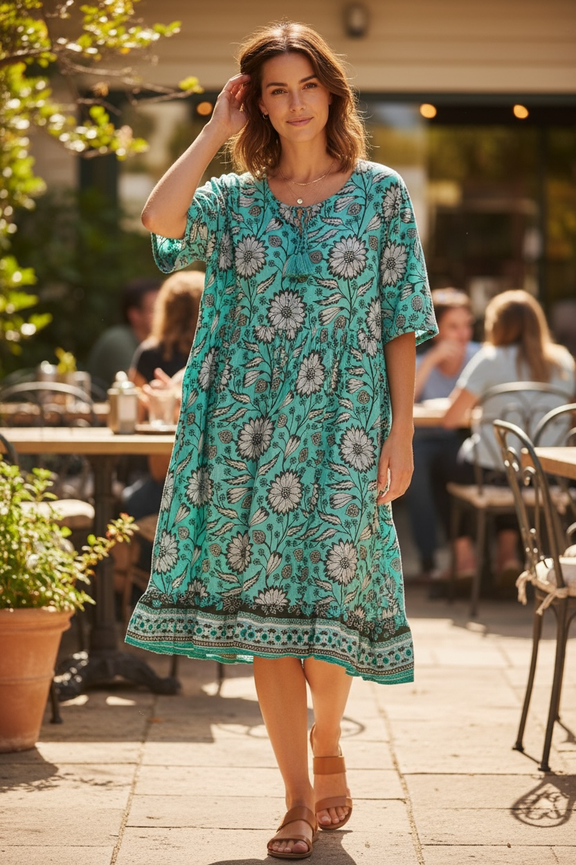 One Summer Flower Teal Dress