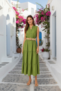 Jessica Sleeveless Dress with Belt Lime