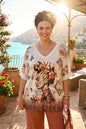 Printed Lurex Oversized Top Red