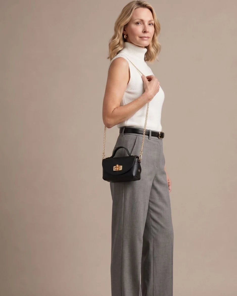 Eli Beaumont Mini Bamboo Bag Black Leather